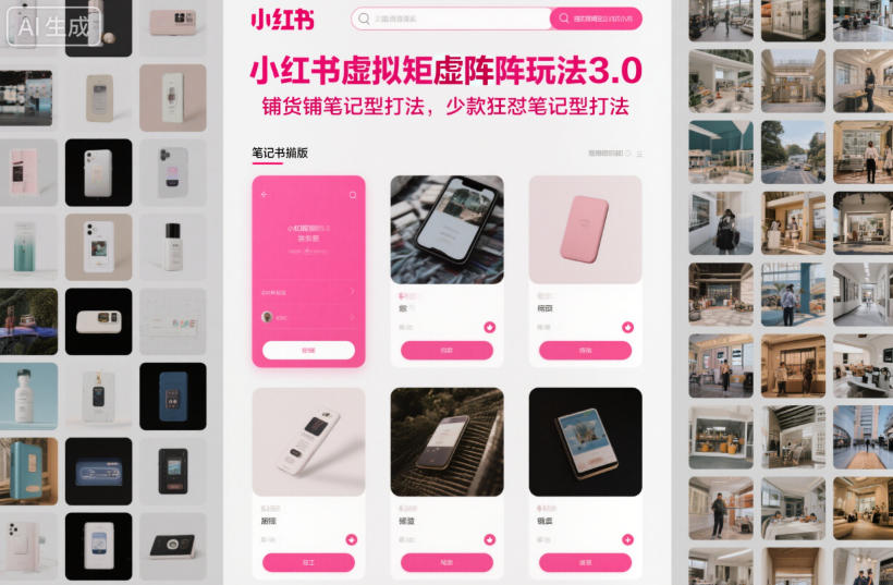 小红书虚拟矩阵玩法3.0，铺货铺笔记型打法，少款狂怼笔记型打法-赛德副业库