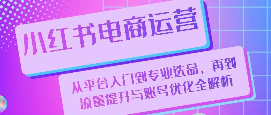 小红书电商运营：从平台入门到专业选品，再到流量提升与账号优化全解析-赛德副业库