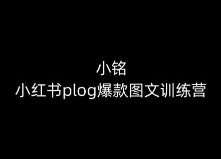 小铭-小红书plog爆款图文训练营，教你从0-1做小红书-赛德副业库