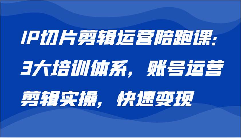 IP切片剪辑运营陪跑课，3大培训体系：账号运营 剪辑实操 快速变现-赛德副业库