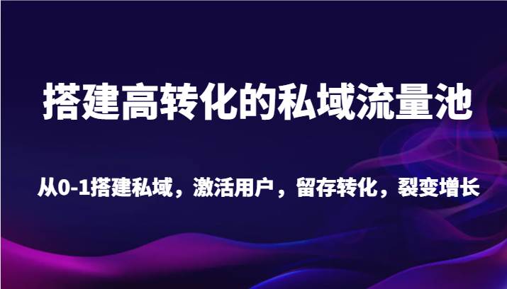 搭建高转化的私域流量池 从0-1搭建私域，激活用户，留存转化，裂变增长（20节课）-赛德副业库