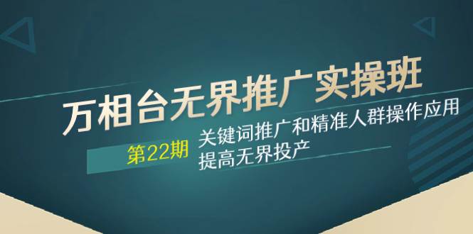 （7987期）万相台无界推广实操班【22期】关键词推广和精准人群操作应用，提高无界投产-赛德副业库
