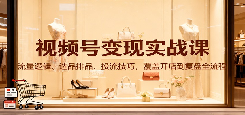 视频号变现实战课：流量逻辑、选品排品、投流技巧，覆盖开店到复盘全流程-赛德副业库