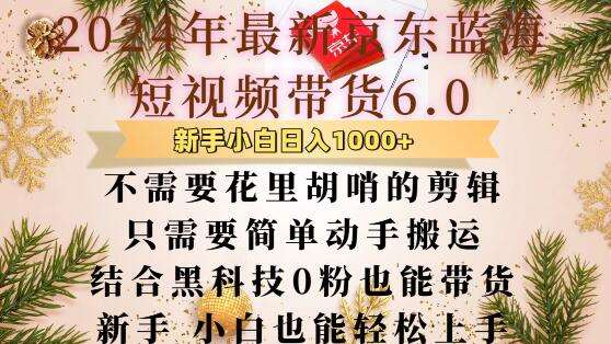 最新京东蓝海短视频带货6.0.不需要花里胡哨的剪辑只需要简单动手搬运结合黑科技0粉也能带货【揭秘】-赛德副业库
