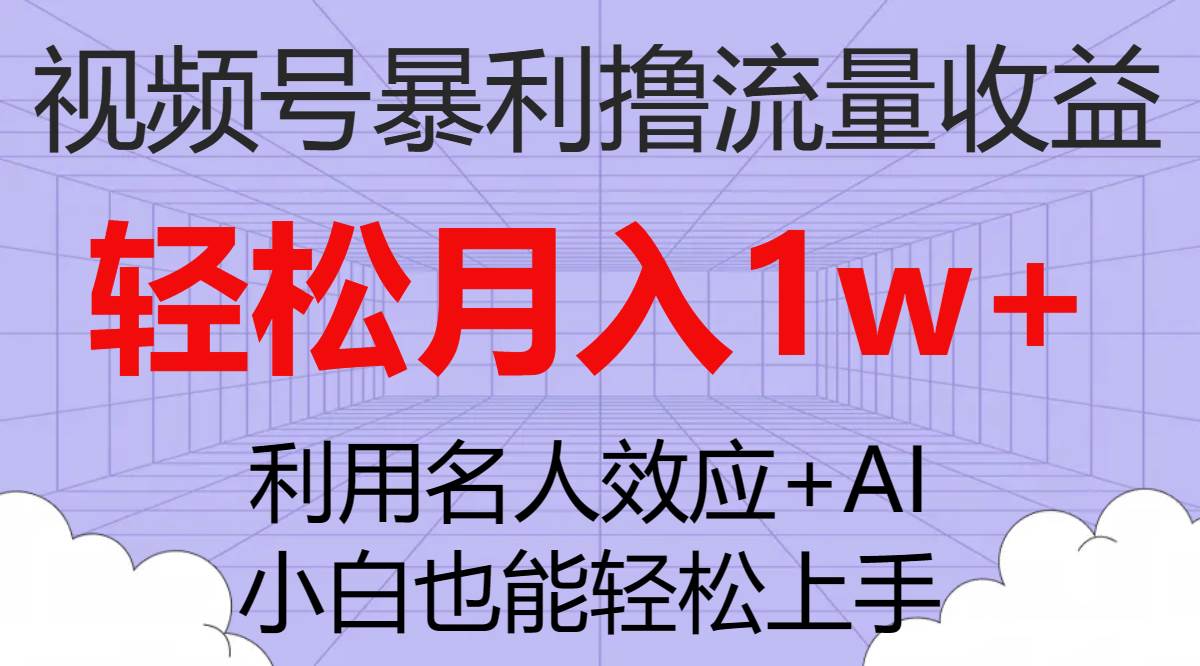 （7652期）视频号暴利撸流量收益，小白也能轻松上手，轻松月入1w+-赛德副业库