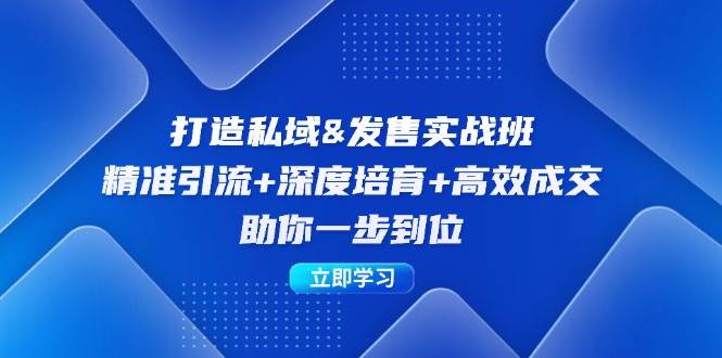 （12642期）打造私域&发售实操班：精准引流+深度培育+高效成交，助你一步到位-赛德副业库