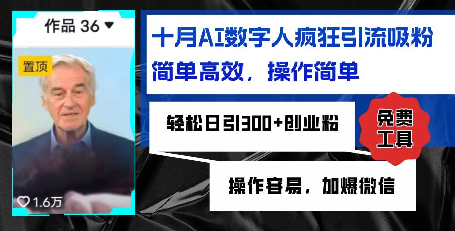 （12963期）AI数字人疯狂引流吸粉，简单高效，日引300+创业粉 ，操作容易，加爆微信-赛德副业库