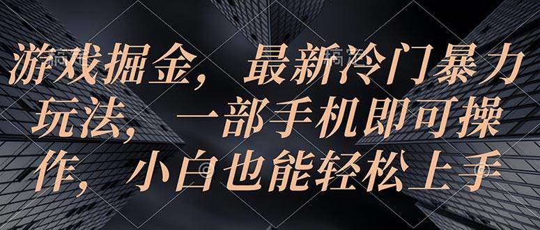 （10689期）游戏掘金，最新冷门暴力玩法，一部手机即可操作，小白也能轻松上手-赛德副业库