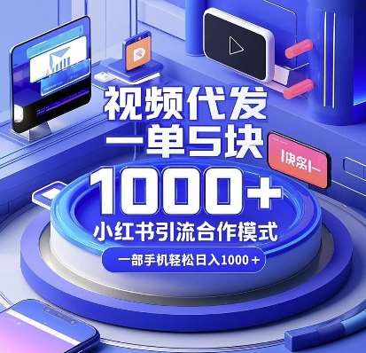 视频代发，一单5块，小红书引流合作模式，一部手机轻松日入多张【揭秘】-赛德副业库
