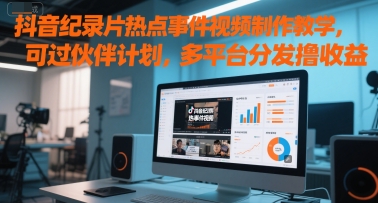 抖音纪录片热点事件视频制作教学,可过伙伴计划,多平台分发撸收益-赛德副业库