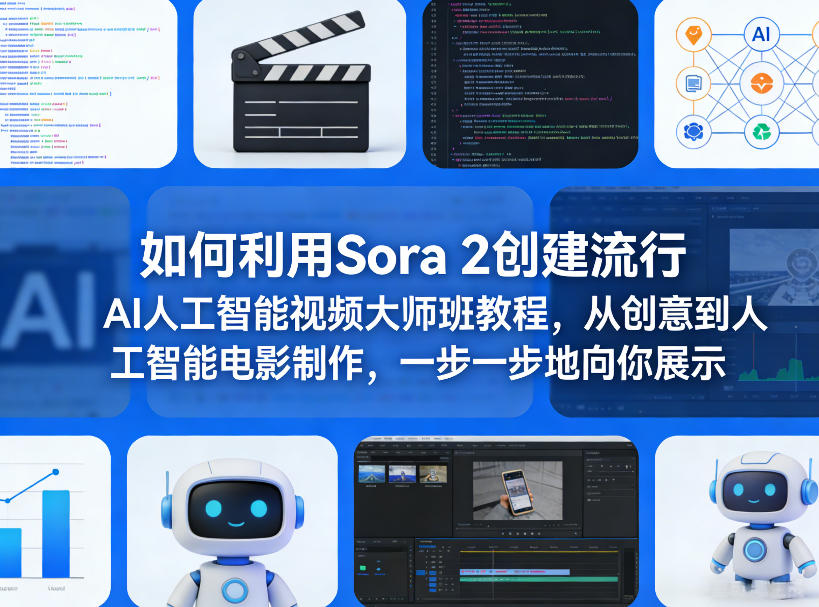 如何利用Sora 2创建流行AI人工智能视频大师班教程,从创意到人工智能电影制作,一步一步地向你展示-赛德副业库