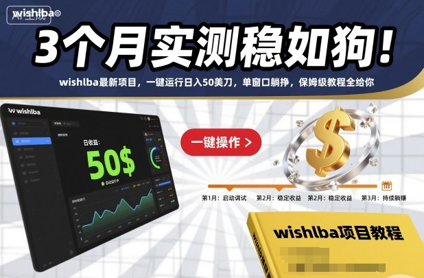 3个月实测稳如狗！wishlba最新项目，一键运行日入50美刀，单窗口躺挣，保姆级教程全给你【揭秘】-赛德副业库