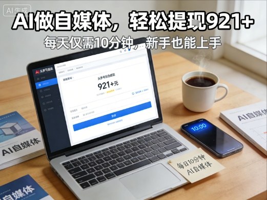 每天花费10分钟，头条号收益921+，用AI做自媒并不难【附视频教程】-赛德副业库