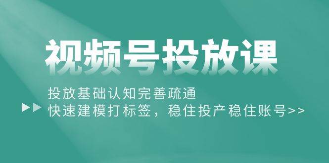 (10205期)视频号投放课:投放基础认知完善疏通,快速建模打标签,稳住投产稳住账号-赛德副业库