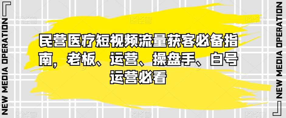 民营医疗短视频流量获客必备指南，老板、运营、操盘手、白号运营必看-赛德副业库