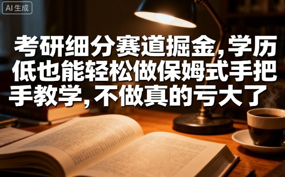 考研细分赛道掘金，日入1k+，学历低也能轻松做保姆式手把手教学，不做真的亏大了【揭秘】-赛德副业库