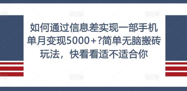 如何通过信息差实现一部手机单月变现5000+?简单无脑搬砖玩法，快看看适不适合你【揭秘】-赛德副业库