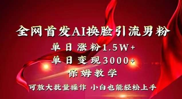 全网首发Ai换脸引流男粉，单日涨粉1.5w+，单日变现3000+，小白也能轻松上手拿结果【揭秘】-赛德副业库