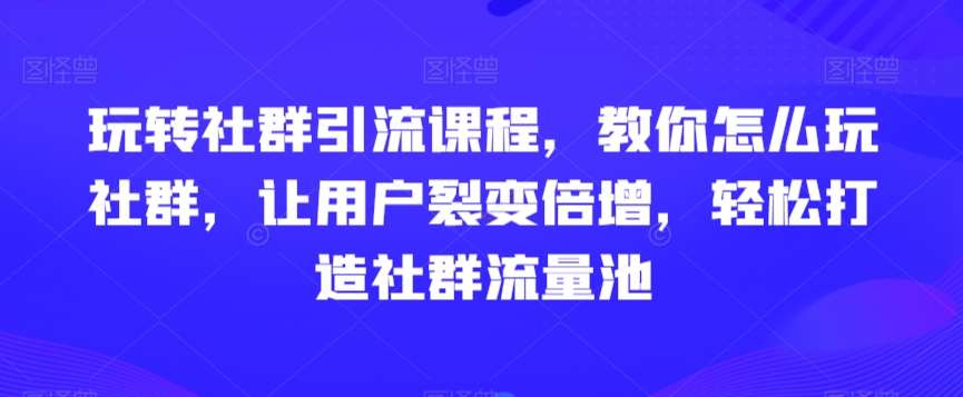 玩转社群引流课程,教你怎么玩社群,让用户裂变倍增,轻松打造社群流量池-赛德副业库