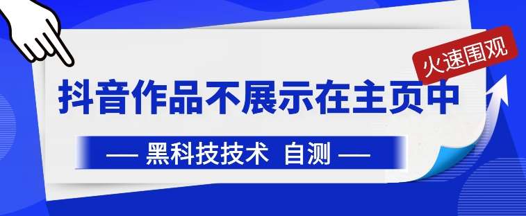 抖音黑科技:抖音作品不展示在主页中【揭秘】-赛德副业库
