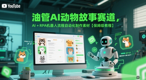 油管AI动物故事赛道,AI+RPA机器人流程自动化制作素材【保姆级教程】-赛德副业库