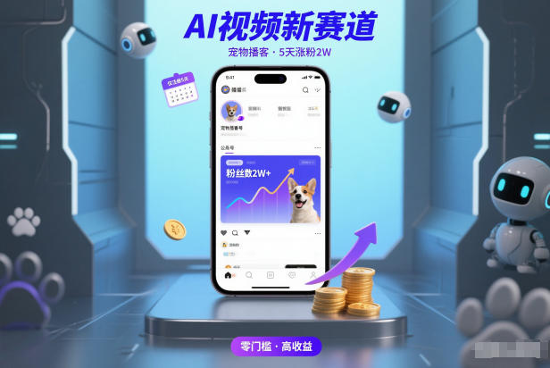 AI视频新赛道,宠物播客仅注册5天涨粉2W,收益非常可观-赛德副业库