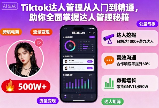 Tiktok达人管理从入门到精通，助你全面掌握达人管理秘籍-赛德副业库