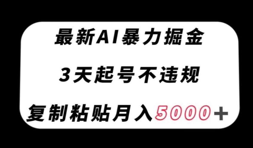 最新AI暴力掘金，3天必起号不违规，复制粘贴月入5000＋【揭秘】-赛德副业库