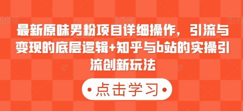 最新原味男粉项目详细操作，引流与变现的底层逻辑+知乎与b站的实操引流创新玩法-赛德副业库