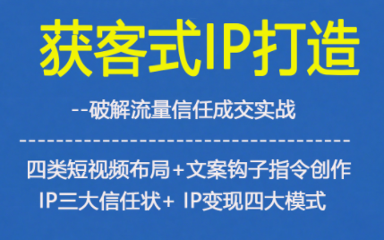 获客型IP打造，破解流量信任成，四类短视频布局+文案钩子指令创作IP三大信任状+IP变现四大模式-赛德副业库