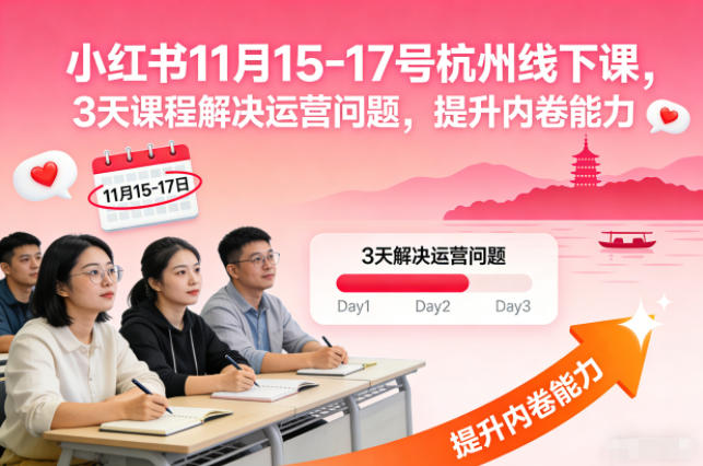 小红书11月15-17号杭州线下课，3天课程解决运营问题，提升内卷能力【音频+PPT图片】-赛德副业库