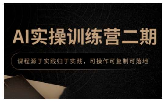 AI实操训练营二期，课程源于实践归于实践，可操作可复制可落地-赛德副业库