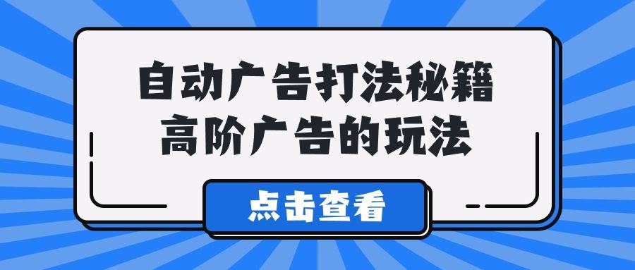 （9298期）A lice自动广告打法秘籍，高阶广告的玩法-赛德副业库