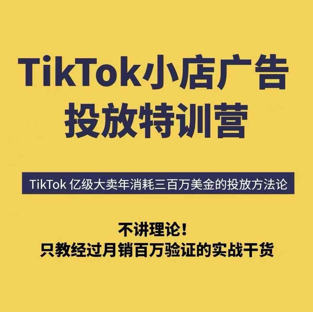 TikTok小店广告投放特训营，6天破局计划专治各种“投不动”，教你经过月销百万验证的实战干货-赛德副业库