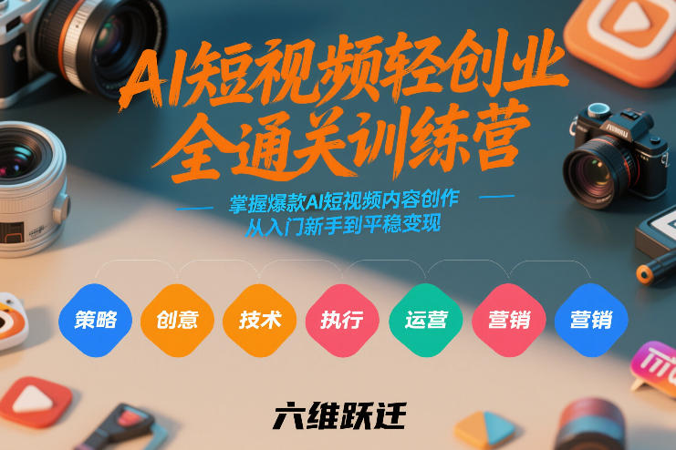 AI短视频轻创业全通关训练营，掌握爆款AI短视频内容创作，从入门新手到平稳变现的六维跃迁-赛德副业库