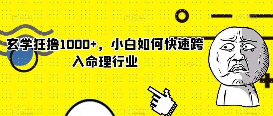 玄学狂撸1000+，小白如何快速跨入命理行业【揭秘】-赛德副业库