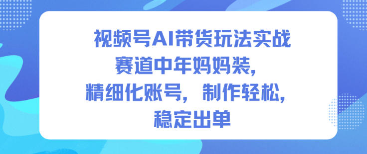 视频号AI带货玩法实战，赛道中年妈妈装，精细化账号，制作轻松，稳定出单-赛德副业库
