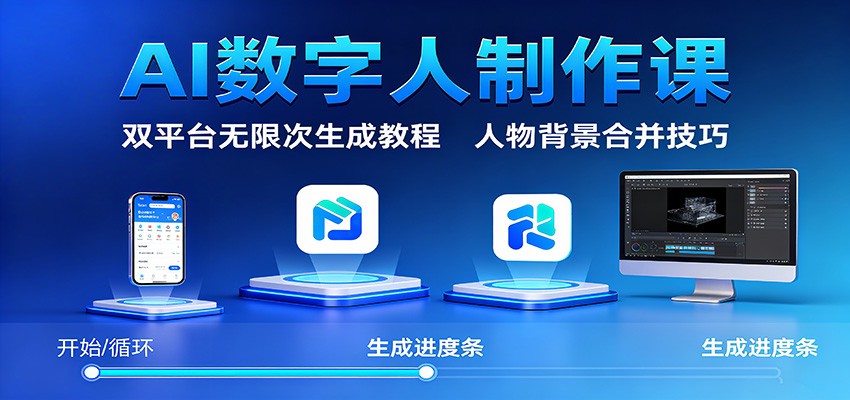AI数字人制作课:双平台无限次生成教程,人物背景合并技巧-赛德副业库