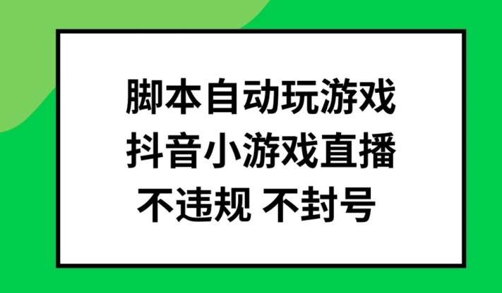脚本自动玩游戏，抖音小游戏直播，不违规不封号可批量做【揭秘】-赛德副业库
