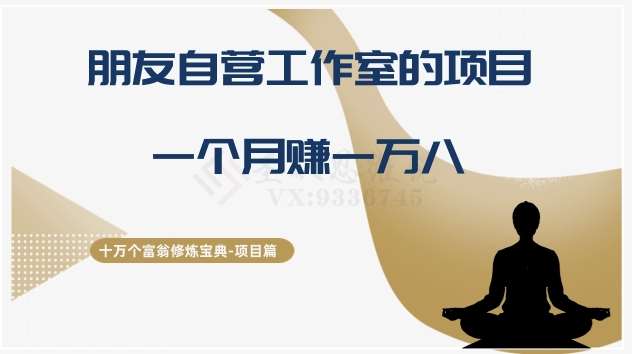 十万个富翁修炼宝典之16.朋友自营工作室的项目,一个月赚一万八-赛德副业库