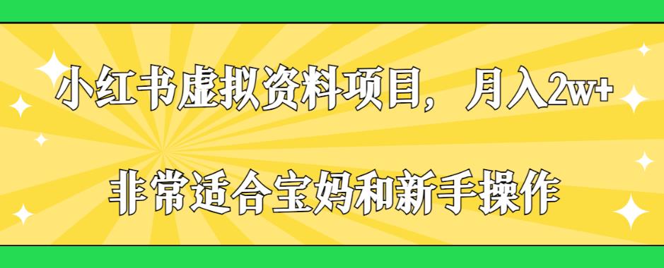 小红书虚拟资料项目，月入2w+，非常适合宝妈和新手操作【揭秘】-赛德副业库