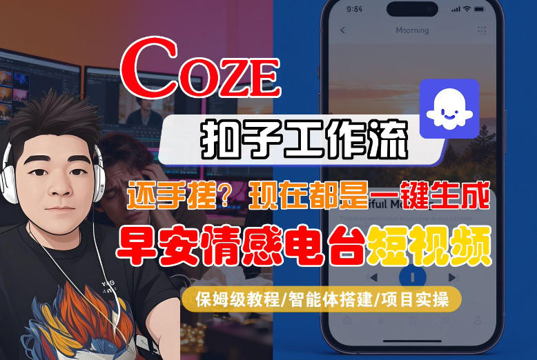 【Coze工作流搭建实操教程】【coze】早安情感电台日签视频还在手动做？用扣子工作流自动生成，省时90%-赛德副业库