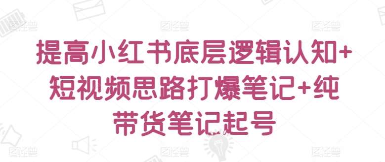 提高小红书底层逻辑认知+短视频思路打爆笔记+纯带货笔记起号-赛德副业库