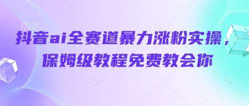 抖音ai全赛道暴力涨粉实操，保姆级教程免费教会你-赛德副业库