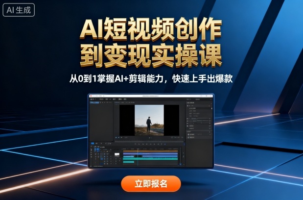 AI短视频创作到变现实操课，从0到1掌握AI+剪辑能力，快速上手出爆款（更新10月）-赛德副业库
