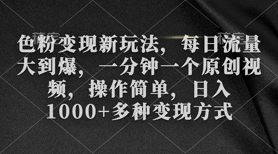（9282期）色粉变现新玩法，每日流量大到爆，一分钟一个原创视频，操作简单，日入1…-赛德副业库