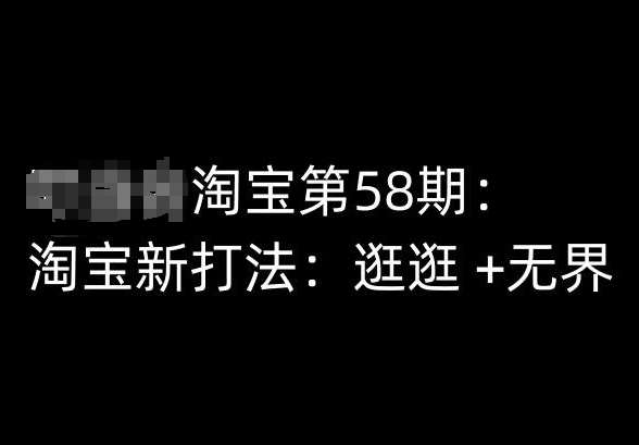淘宝第58期培训课程，淘宝新打法：逛逛 +无界-赛德副业库