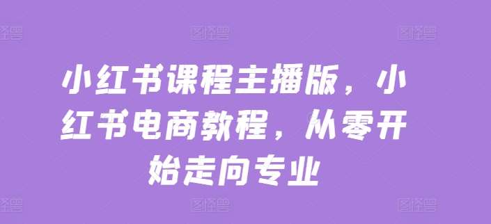 小红书课程主播版，小红书电商教程，从零开始走向专业-赛德副业库