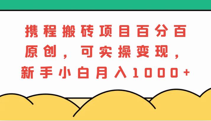 携程搬砖项目，百分百原创，可实操变现，新手小白月入1000+-赛德副业库