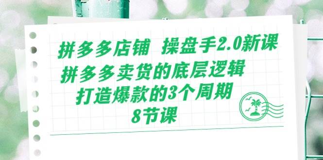 （10859期）拼多多店铺 操盘手2.0新课，拼多多卖货的底层逻辑，打造爆款的3个周期-8节-赛德副业库